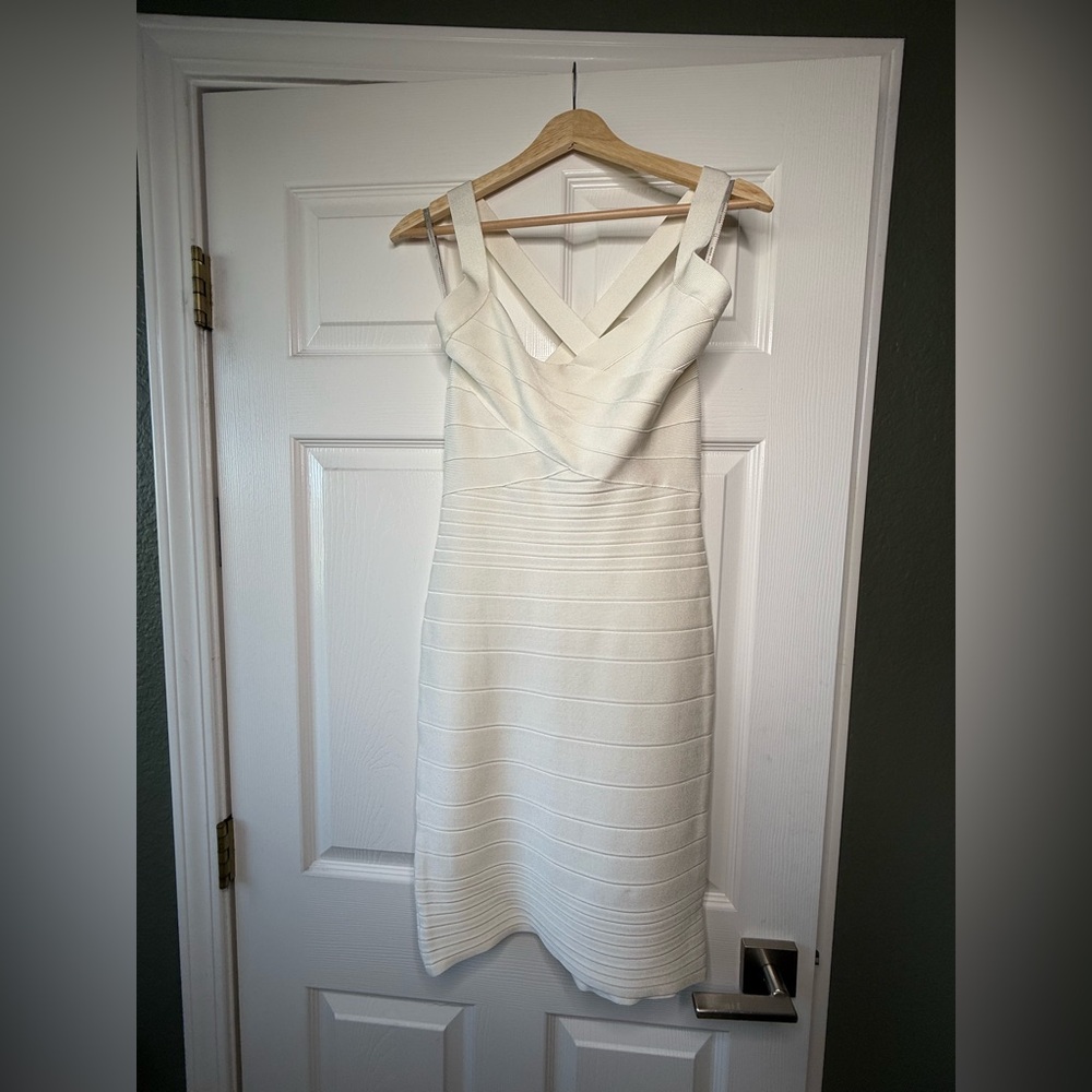 Herve Leger Strapless White Dress